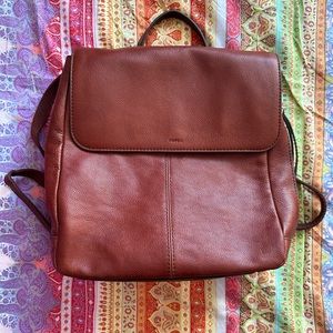 Fossil leather backpack